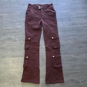 Forever 21 Brown Flare Cargo Jeans